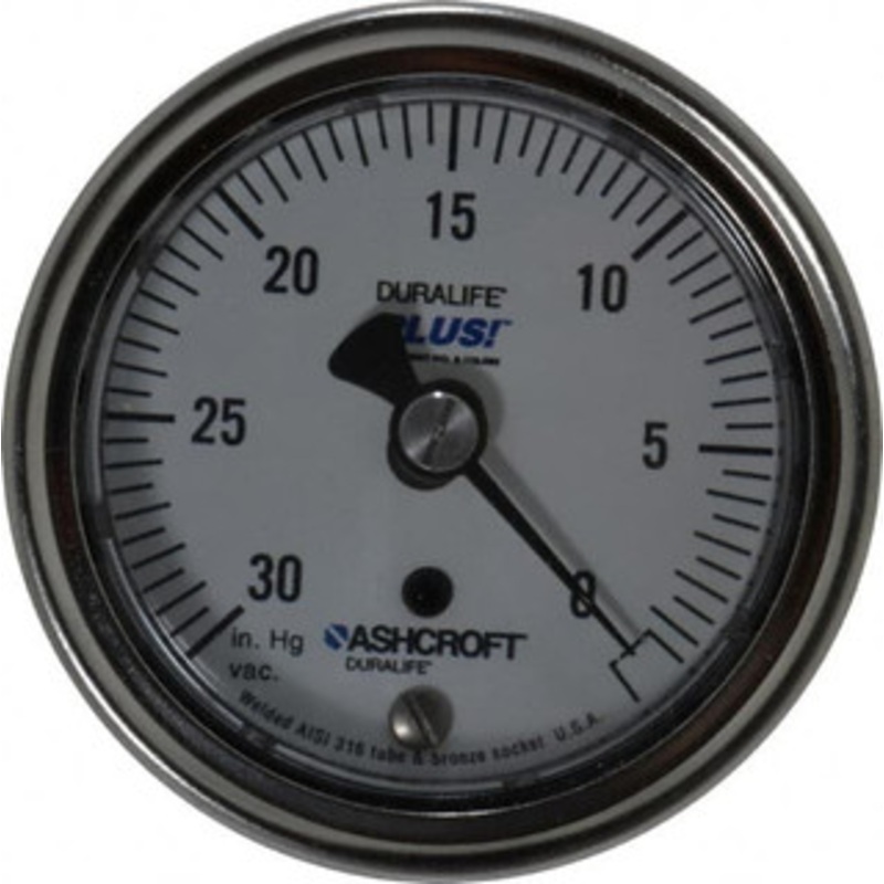 Ashcroft 2-1/2 Dial, 1/4 Thread, 30-0 Scale Range, Pressure Gauge Center Back Connection Mount, Accurate to 1% of Scale 95428XLL – 75012112