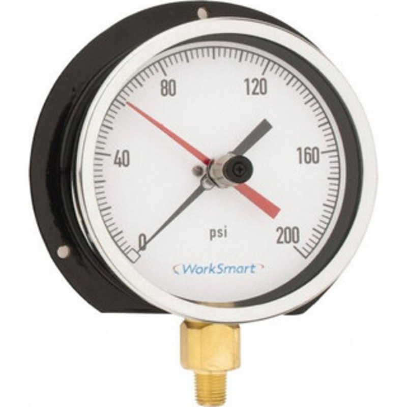 Value Collection 4-1/2 Dial, 1/4 Thread, 0-200 Scale Range, Pressure Gauge Lower Connection Mount, Accurate to 0.5% of Scale WS-PE-307 – 59274365