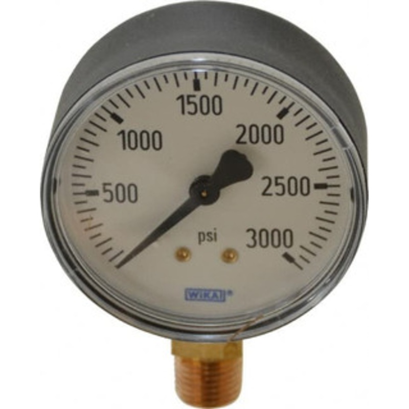WIKA 2-1/2 Dial, 1/4 Thread, 0-3,000 Scale Range, Pressure Gauge Lower Connection Mount, Accurate to 3-2-3% of Scale 4253230 – 63146435
