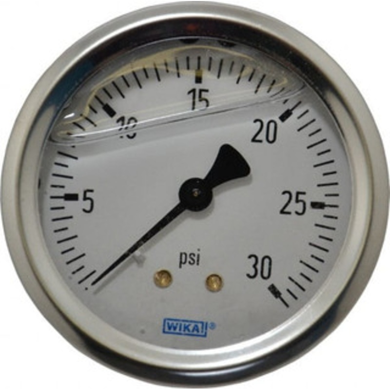WIKA 2-1/2 Dial, 1/4 Thread, 0-30 Scale Range, Pressure Gauge Center Back Connection Mount, Accurate to 1.5% of Scale 9767193 – 56453764