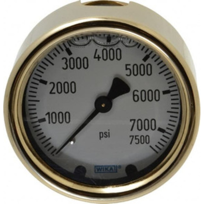 WIKA 2-1/2 Dial, 1/4 Thread, 0-7,500 Scale Range, Pressure Gauge Back Connection Mount, Accurate to 1.5% of Scale 9318291 – 56456239