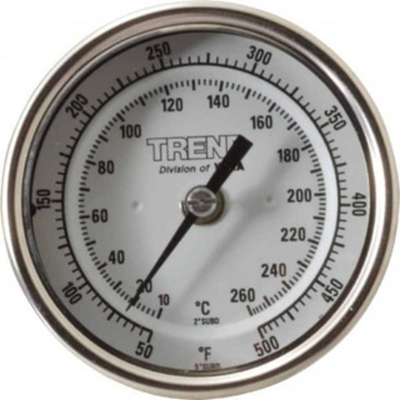 WIKA 2-1/2 Stem, 50 to 500 F Bi-Metal Thermometer Back Connected, 1% Accurate, Stainless Steel 30025A010G4 – 56426513