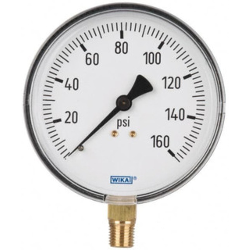 WIKA 4 Dial, 1/4 Thread, 0-160 Scale Range, Pressure Gauge Lower Connection Mount, Accurate to 3-2-3% of Scale 4256018 – 81453995