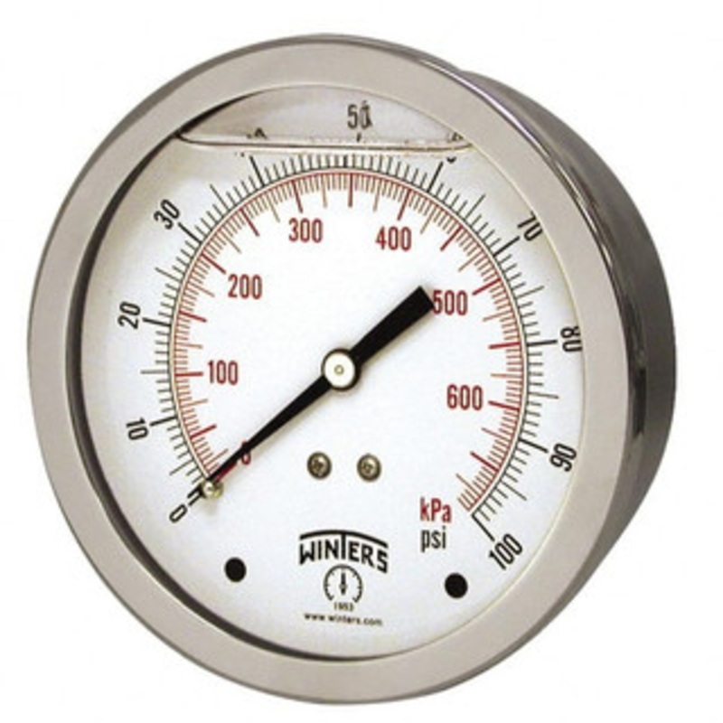 Winters Instruments 1-1/2 Dial, 1/8 Thread, 0-1,000 Scale Range, Pressure Gauge Center Back Connection Mount, Accurate to 2.5% of Scale PFQ1129 – 89905160