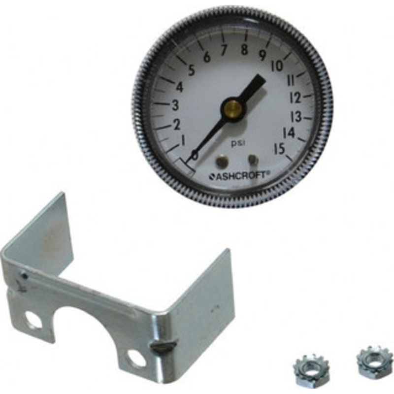 Ashcroft 2 Dial, 1/4 Thread, 0-15 Scale Range, Pressure Gauge Center Back Connection Mount 662876000517 – 56480031