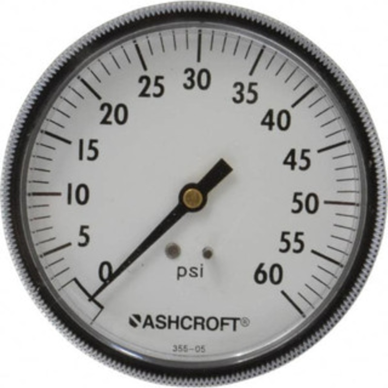 Ashcroft 3-1/2 Dial, 1/4 Thread, 0-60 Scale Range, Pressure Gauge Center Back Connection Mount 662876002382 – 56480379