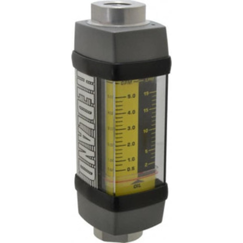 Hedland 1/2 NPTF Port Oil & Petroleum-Based Liquid Flowmeter 3000 Max psi, 0.5 to 5 GPM, Anodized Aluminum H601A-005 – 80092182