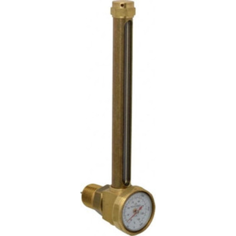 LDI Industries 5-1/4 Inch Long Sight, 1/2 Inch Thread Size, Buna-N Seal Elbow With 1-3/8 Inch Dial Thermometer, Vented Oil-Level Indicators and Gauge 6-3/4 Inch Length to Center of Base GT108-4 – 56477573