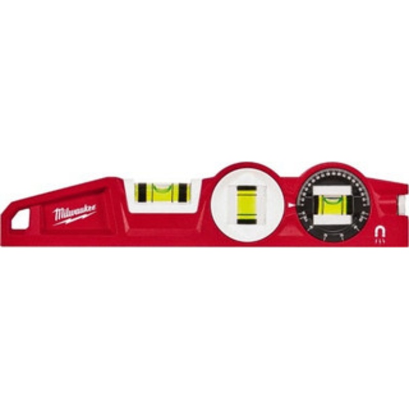 Milwaukee Tool Magnetic 10 Long 3 Vial Torpedo Level Die Cast, Red, 1 Level, 1 Plumb & 1 Rotating/Locking Vials 48-22-5210 – 38922407