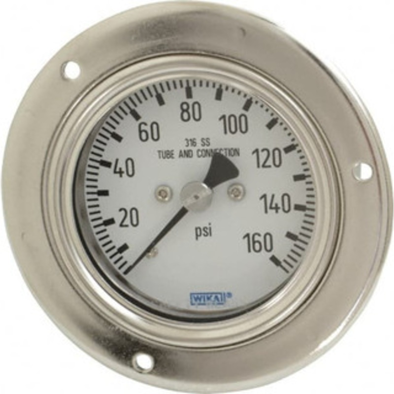 WIKA 2-1/2 Dial, 1/4 Thread, 0-160 Scale Range, Pressure Gauge Lower Back Connection Mount, Accurate to 2-1-2% of Scale 50647172 – 63150767
