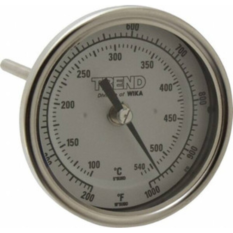 WIKA 6 Stem, 200 to 1,000 F Bi-Metal Thermometer Back Connected, 1% Accurate, Stainless Steel 30060A012G4 – 56426778