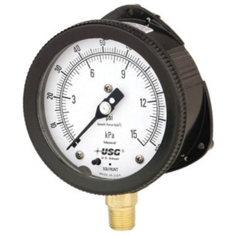 AMETEK 6 Dial, 1/2 Thread, 0-60 Scale Range, Pressure Gauge Lower Connection Mount, Accurate to 0.5% of Scale 132509 – 65274003