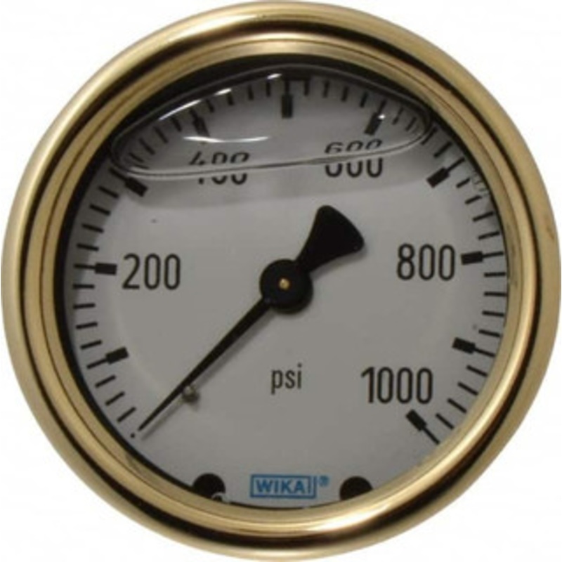 WIKA 2-1/2 Dial, 1/4 Thread, 0-1,000 Scale Range, Pressure Gauge Back Connection Mount, Accurate to 1.5% of Scale 9318240 – 56456189