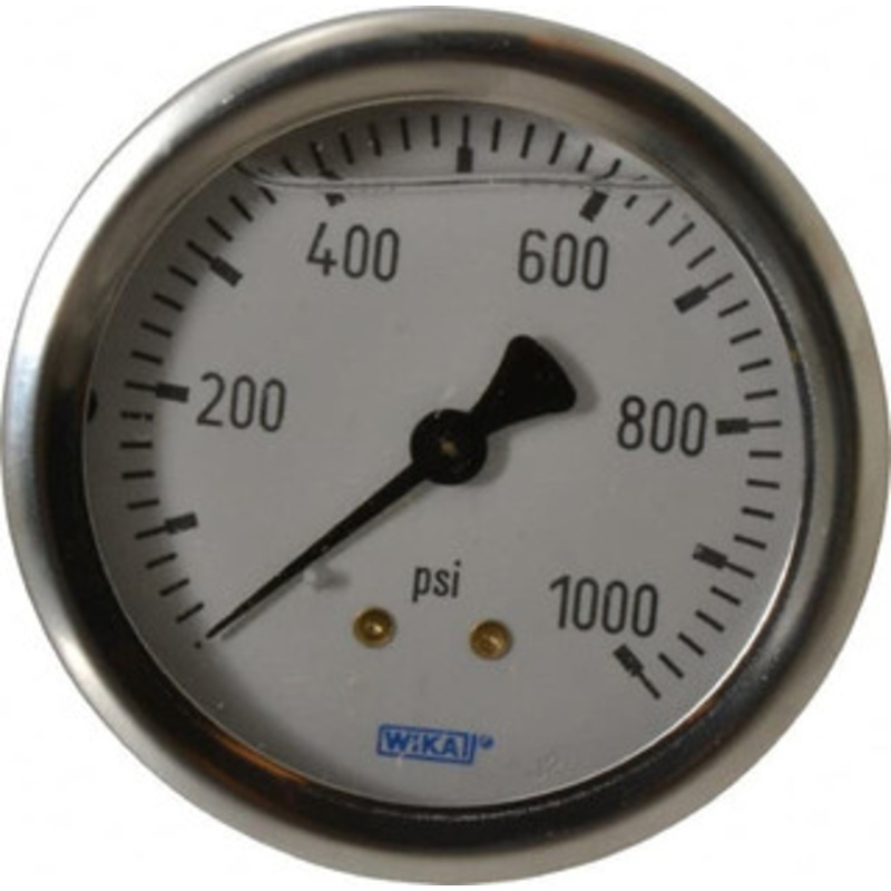 WIKA 2-1/2 Dial, 1/4 Thread, 0-1,000 Scale Range, Pressure Gauge Center Back Connection Mount, Accurate to 1.5% of Scale 9767258 – 56453830