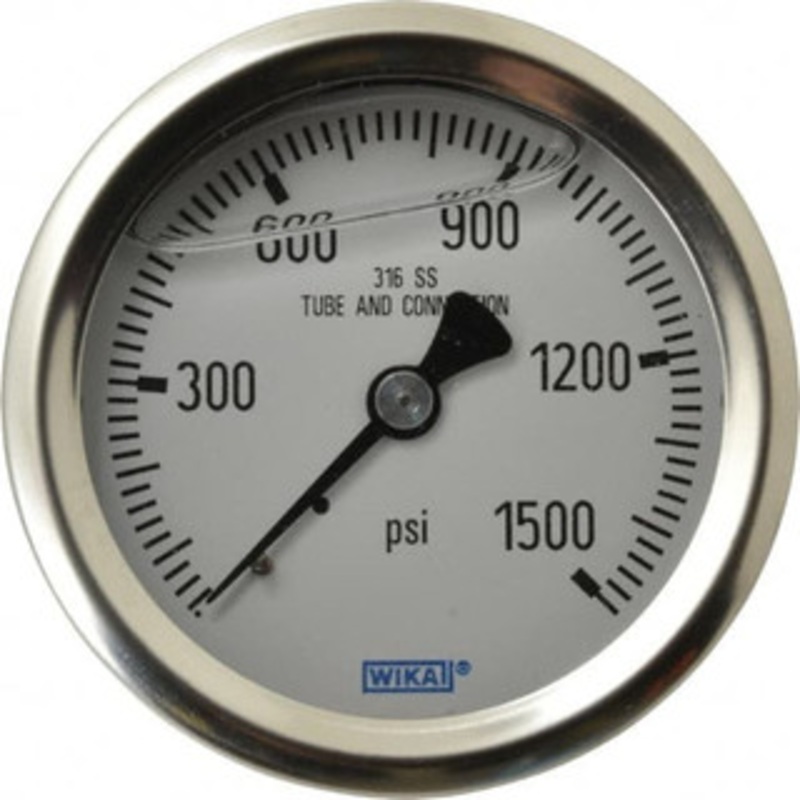WIKA 2-1/2 Dial, 1/4 Thread, 0-1,500 Scale Range, Pressure Gauge Center Back Connection Mount, Accurate to 1.5% of Scale 9833175 – 56454846