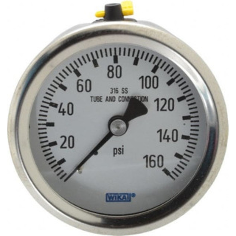 WIKA 2-1/2 Dial, 1/4 Thread, 0-160 Scale Range, Pressure Gauge Center Back Connection Mount, Accurate to 1.5% of Scale 9768319 – 56452535