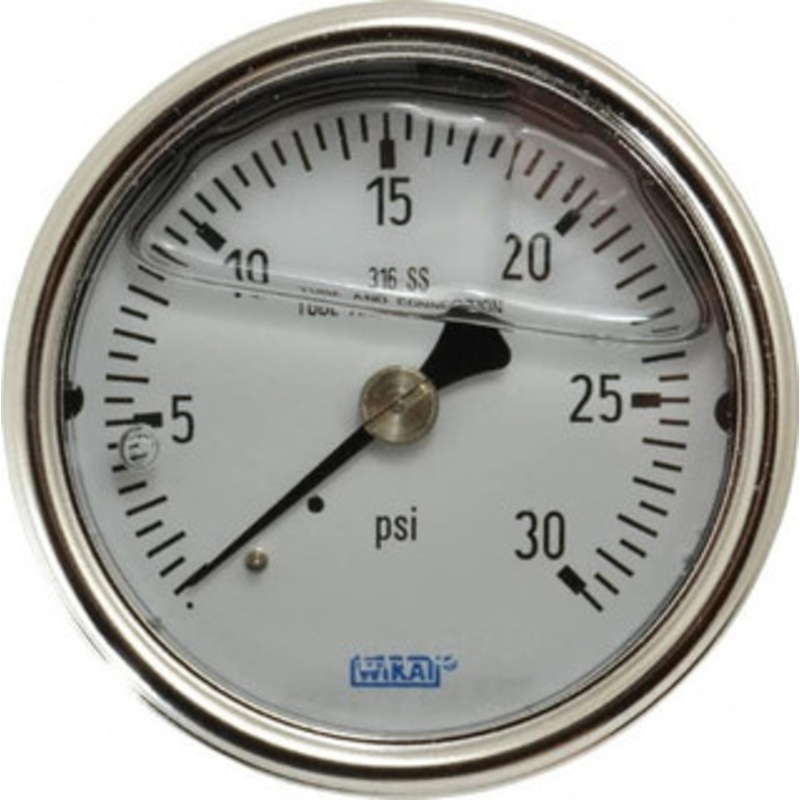 WIKA 2-1/2 Dial, 1/4 Thread, 0-30 Scale Range, Pressure Gauge Center Back Connection Mount, Accurate to 2-1-2% of Scale 9832119 – 63148860