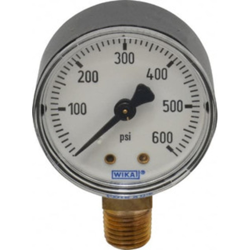 WIKA 2 Dial, 1/4 Thread, 0-600 Scale Range, Pressure Gauge Lower Connection Mount, Accurate to 3-2-3% of Scale 4252994 – 82404609