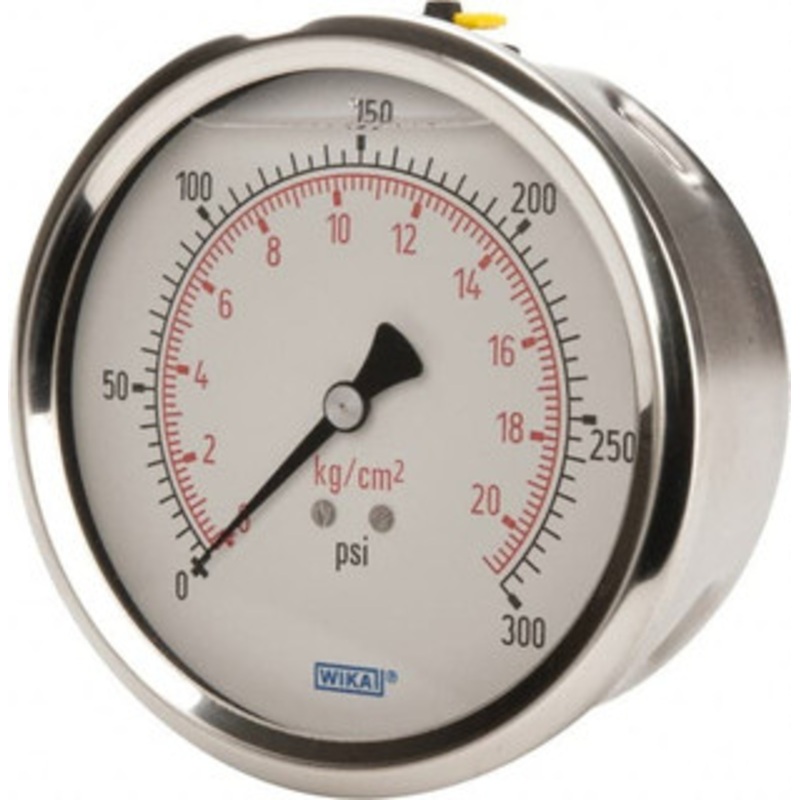 WIKA 4 Dial, 1/4 Thread, 0-300 Scale Range, Pressure Gauge Lower Back Connection Mount, Accurate to 1% of Scale 9694298 – 56454267