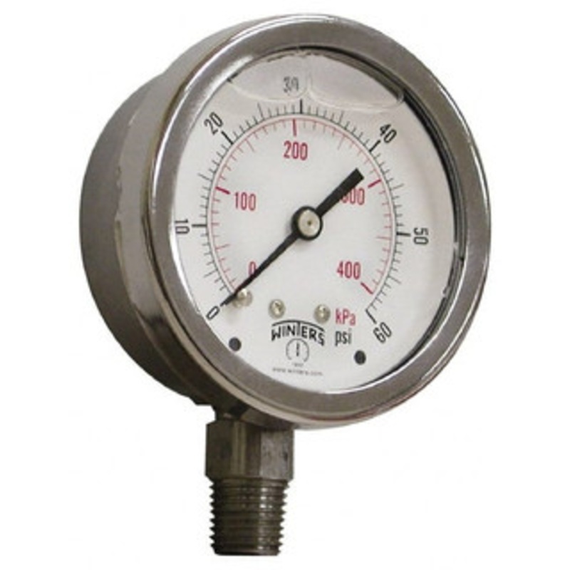 Winters Instruments 2-1/2 Dial, 1/4 Thread, 0-10,000 Scale Range, Pressure Gauge Lower Connection Mount, Accurate to 1.5% of Scale PFP833 – 52778057
