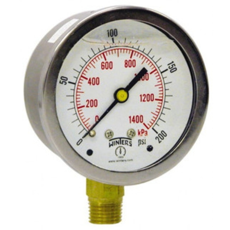 Winters Instruments 2-1/2 Dial, 1/4 Thread, 0-100 Scale Range, Pressure Gauge Lower Connection Mount, Accurate to 1.5% of Scale PFQ804 – 89905194