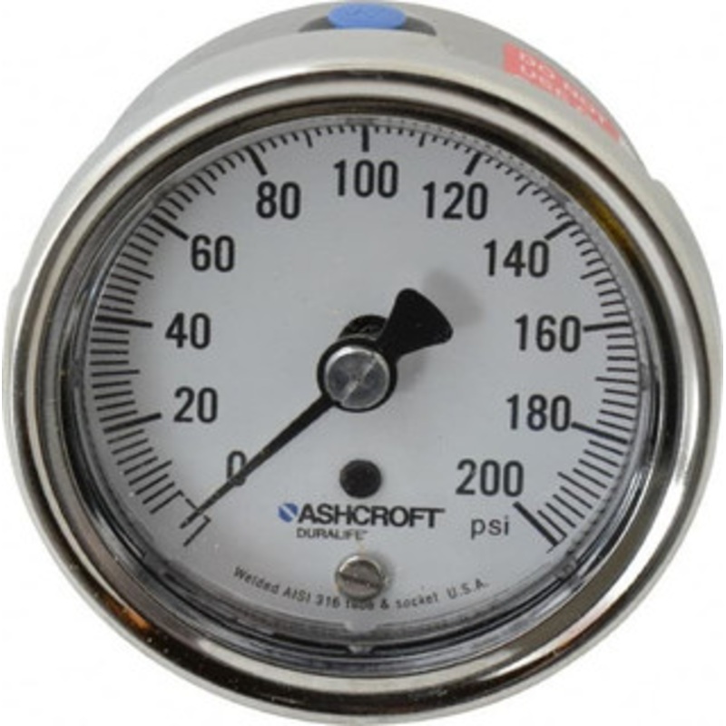 Ashcroft 2-1/2 Dial, 1/4 Thread, 0-200 Scale Range, Pressure Gauge Lower Back Connection Mount, Accurate to 1% of Scale 94891 – 56481757