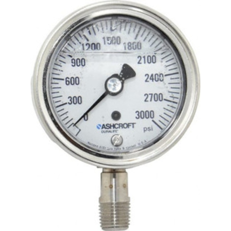 Ashcroft 2-1/2 Dial, 1/4 Thread, 0-3,000 Scale Range, Pressure Gauge Lower Connection Mount, Accurate to 1% of Scale 94215 – 56480775