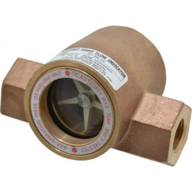 Dwyer Instruments 1/2 Inch, Bronze Body Sight Flow Indicator 125 Max psi, 4-1/16 Inch Overall Length, 200F SFI-300-1/2 – 00606327