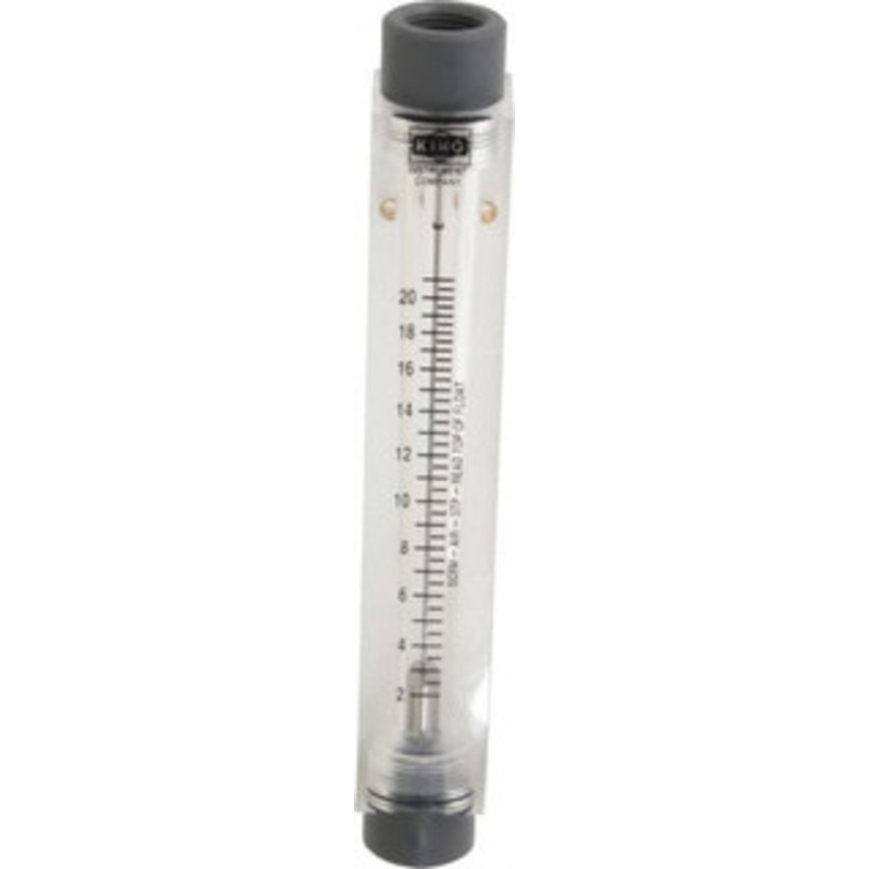 King Instrument 1/2 FNPT Port Block Style, Inline Flowmeter 125 Max psi, 2 GPM, 21 SCFM, Acrylic 7511215B-07 – 86485620