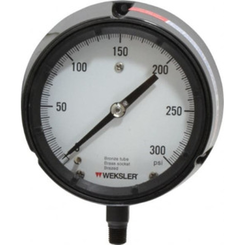 Made in USA 4-1/2 Dial, 1/4 Thread, 0-300 Scale Range, Pressure Gauge Lower Connection Mount, Accurate to 1% of Scale BA142PJ4LW – 86494366