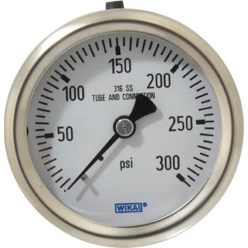 WIKA 2-1/2 Dial, 1/4 Thread, 0-300 Scale Range, Pressure Gauge Center Back Connection Mount, Accurate to 1.5% of Scale 9768297 – 56452550