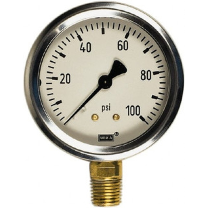 WIKA 4 Dial, 1/2 Thread, 30-0-15 Scale Range, Pressure Gauge Lower Back Connection Mount, Accurate to 1% of Scale 9831512 – 56455314