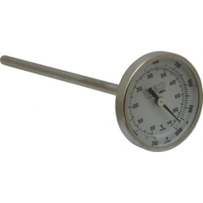 WIKA 6 Stem, 200 to 1,000 F Bi-Metal Thermometer Back Connected, 1% Accurate, Stainless Steel 20060A012G2 – 56440555