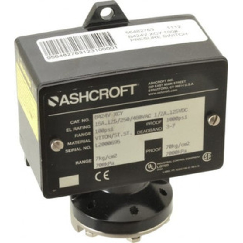 Ashcroft 15 to 100 psi Adjustable Range, 1,000 Max psi, Watertight Single Setpoint 1/4 Thread 93266 – 56482763