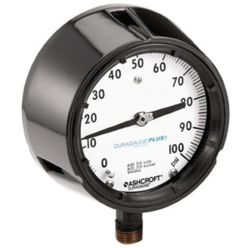 Ashcroft 4-1/2 Dial, 1/2 Thread, 0-400 Scale Range, Pressure Gauge Lower Connection, Rear Flange Connection Mount, Accurate to 0.5% of Scale 96261 – 87994810