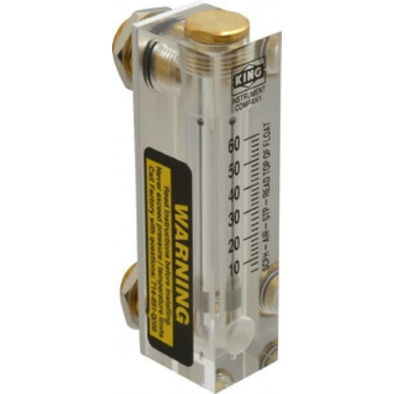 King Instrument 1/4 FNPT Port Block Style, Panel Mount Flowmeter 125 Max psi, 60 SCFH, Acrylic 75201102C-11 – 86486016