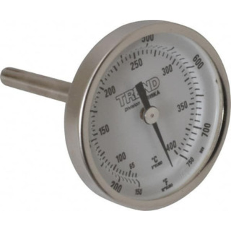 WIKA 2-1/2 Stem, 150 to 750 F Bi-Metal Thermometer Back Connected, 1% Accurate, Stainless Steel 20025A011G2 – 56440308