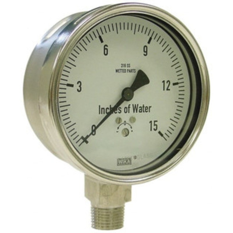 WIKA 4 Dial, 1/4 Thread, 0-60/0-1,500 Scale Range, Pressure Gauge Lower Connection Mount, Accurate to 1.5% of Scale 9747758 – 56459530