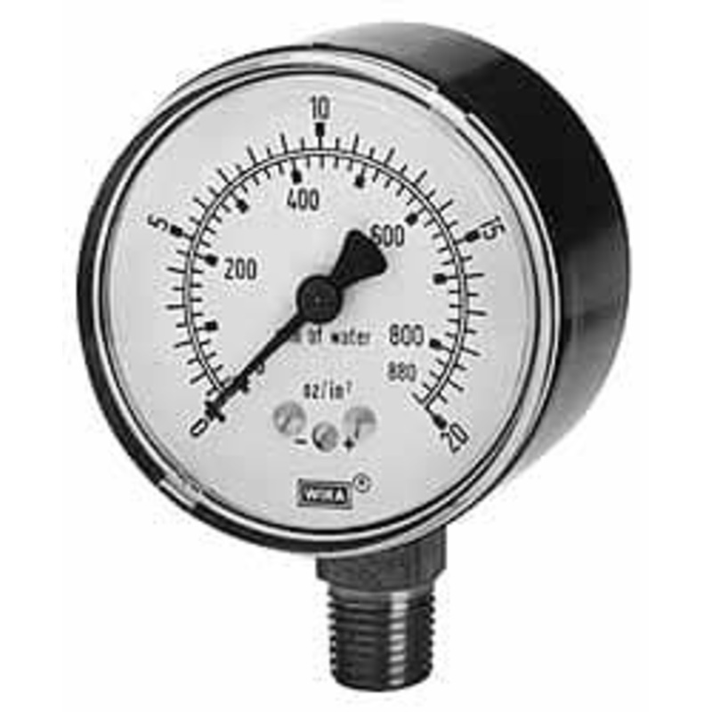 WIKA 4 Dial, 1/4 Thread, 0-60/0-1,500 Scale Range, Pressure Gauge Lower Connection Mount, Accurate to 1.5% of Scale 9804498 – 56459738