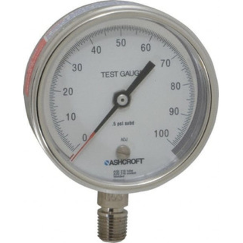 Ashcroft 3 Dial, 1/4 Thread, 0-100 Scale Range, Pressure Gauge Lower Connection Mount, Accurate to 0.5% of Scale 92911 – 56482359