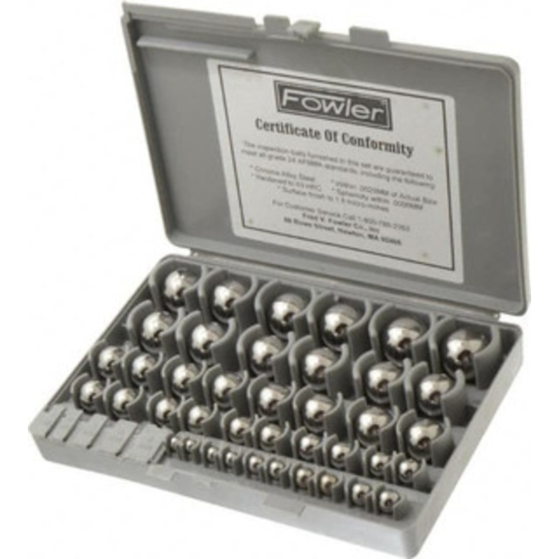 Fowler to 1 to 25mm Diameter, Chrome Steel, Gage Ball Set 0.0025 mm Tolerance, Grade 24 Accuracy, 63 RC Hardness, 25 Pairs 52-438-777 – 65243719