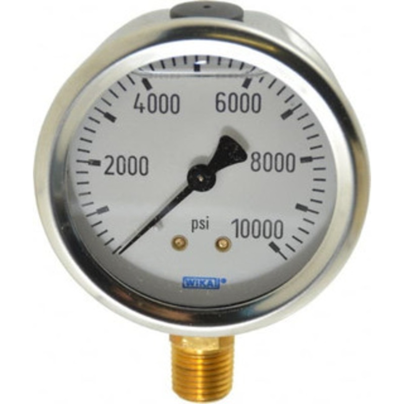WIKA 2-1/2 Dial, 1/4 Thread, 0-10,000 Scale Range, Pressure Gauge Lower Connection Mount, Accurate to 1.5% of Scale 9767177 – 56453624
