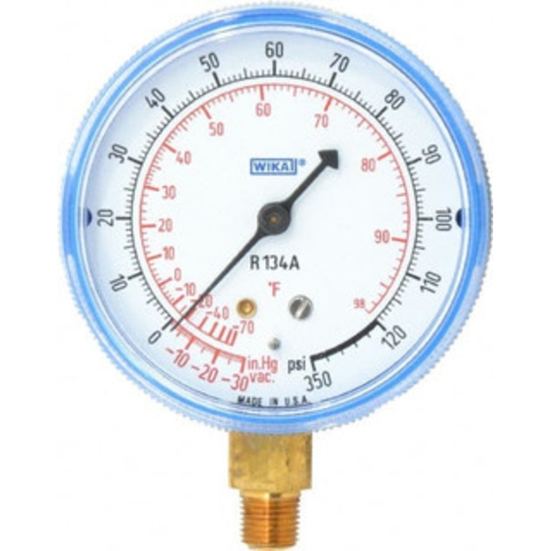 WIKA 2-1/2 Dial, 1/8 Thread, 30-0-120 Scale Range, Pressure Gauge Lower Connection Mount, Accurate to 1-2-5% of Scale 4258526 – 06633440