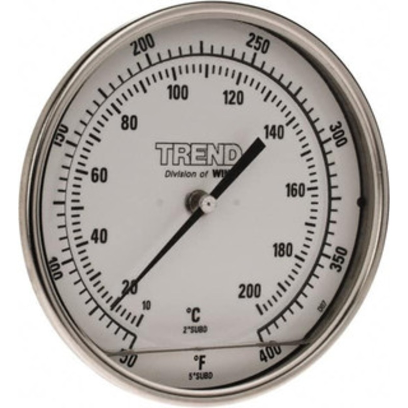 WIKA 4 Stem, 50 to 400 F Bi-Metal Thermometer Back Connected, 1% Accurate, Stainless Steel 50040A009A4SF – 56430226