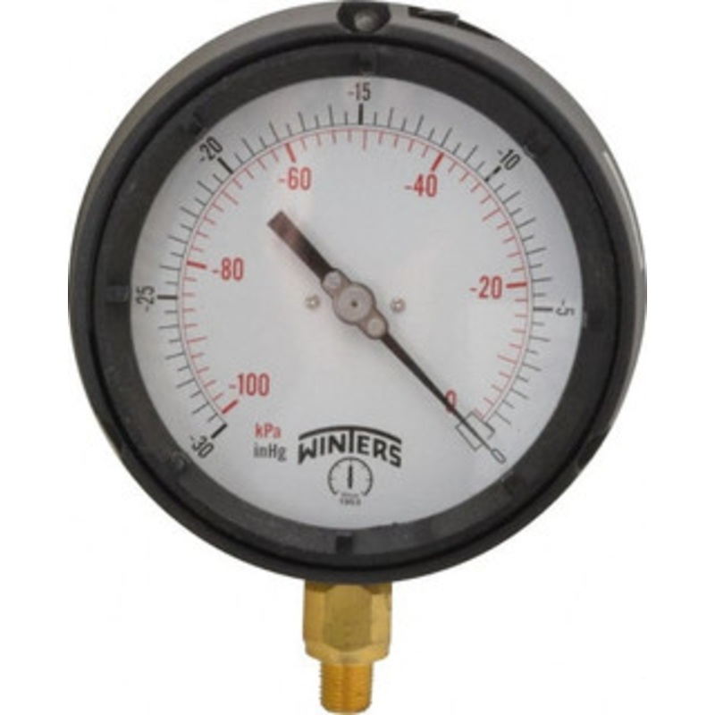 Winters Instruments 4-1/2 Dial, 1/4 Thread, 30-0 Scale Range, Pressure Gauge Lower Connection Mount, Accurate to 0.5% of Scale PPC5080 – 89906234