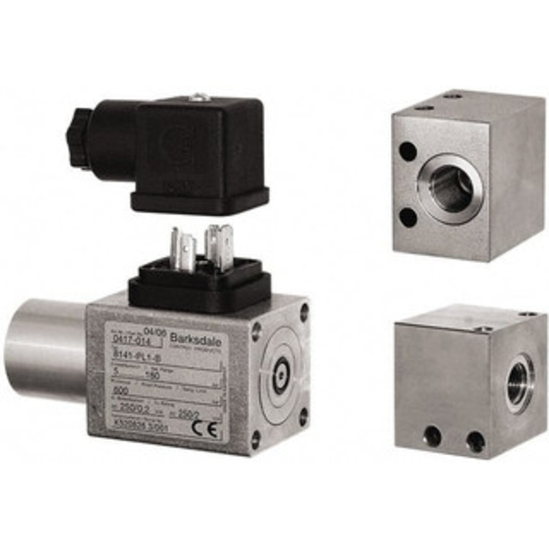 Barksdale 29 to 290 psi Adjustable Range, 1,200 Max psi, Compact Pressure Switch 1/4 NPT Female, DIN 43650A, SPDT Contact, 300SS Wetted Parts, 2% Repeatability 8AB1TB – 31039829