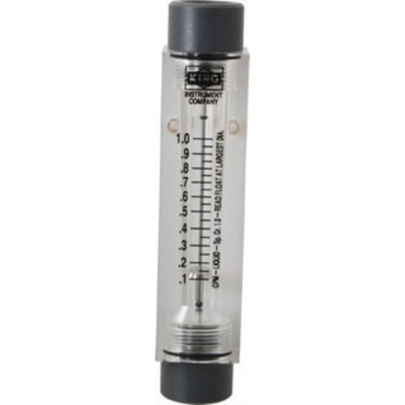 King Instrument 1/2 FNPT Port Block Style, Inline Flowmeter 100 Max psi, 1 GPM, Acrylic 7511212B-02 – 86485406