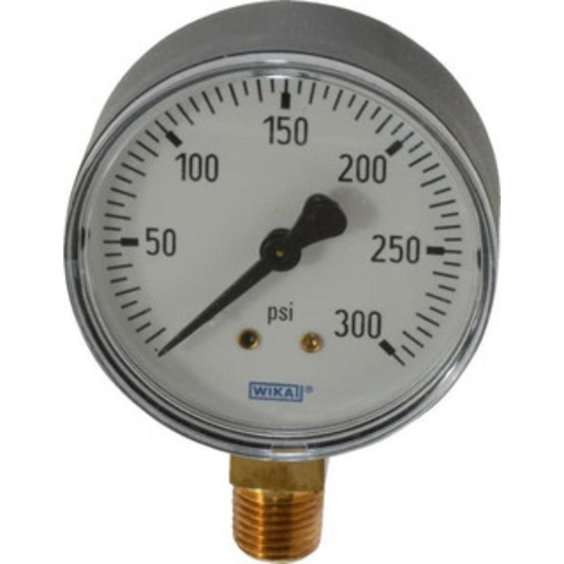 WIKA 2-1/2 Dial, 1/4 Thread, 0-300 Scale Range, Pressure Gauge Lower Connection Mount, Accurate to 3-2-3% of Scale 4253167 – 67647990