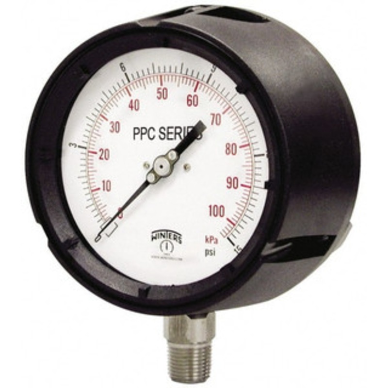 Winters Instruments 4-1/2 Dial, 1/2 Thread, 0-400 Scale Range, Pressure Gauge Lower Connection Mount, Accurate to 0.5% of Scale PPC5068 – 89906093