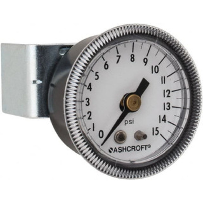 Ashcroft 1-1/2 Dial, 1/8 Thread, 0-15 Scale Range, Pressure Gauge Center Back Connection Mount 662876000128 – 56479959